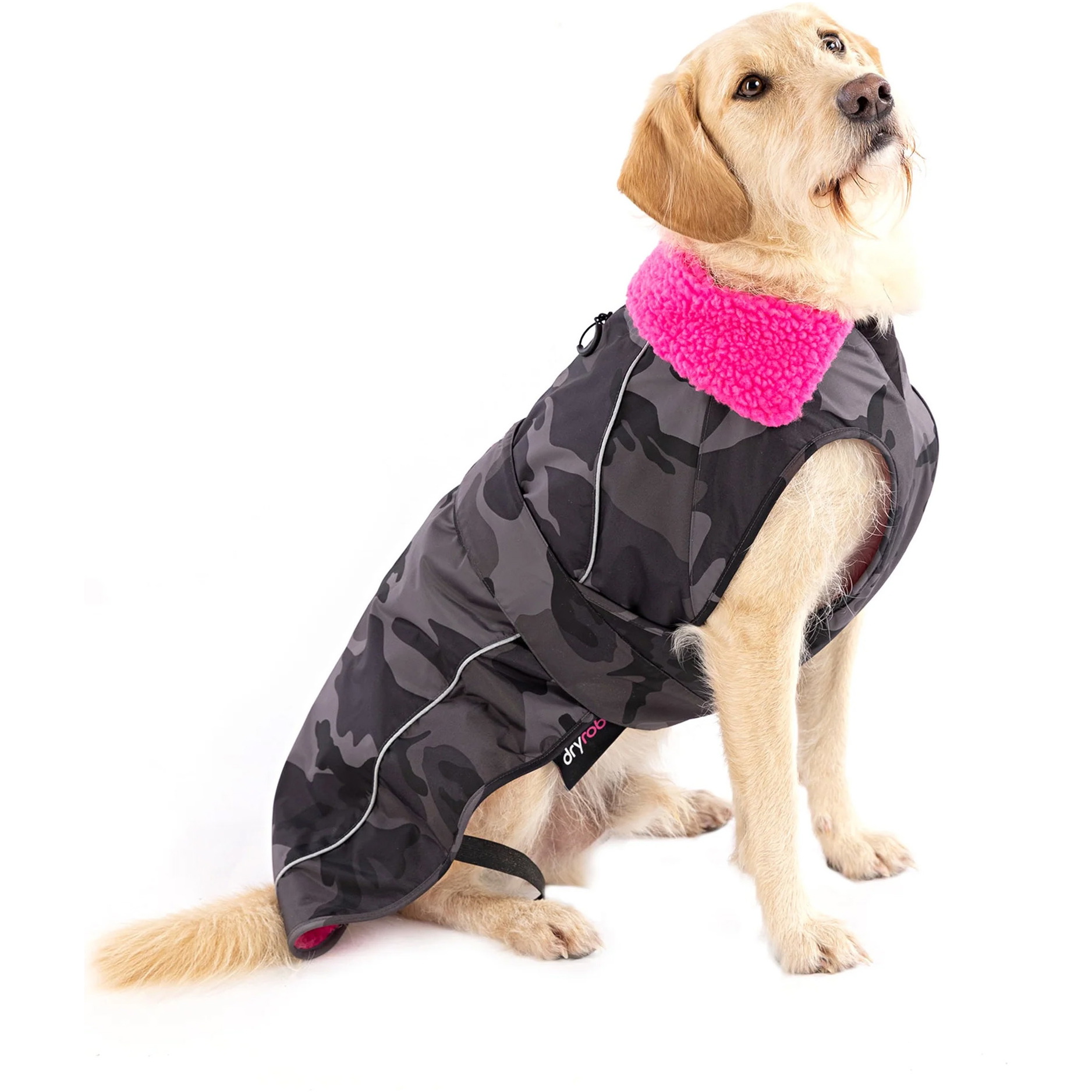 2026 Dryrobe Dog Coat V3DRDC - Black Camo / Pink